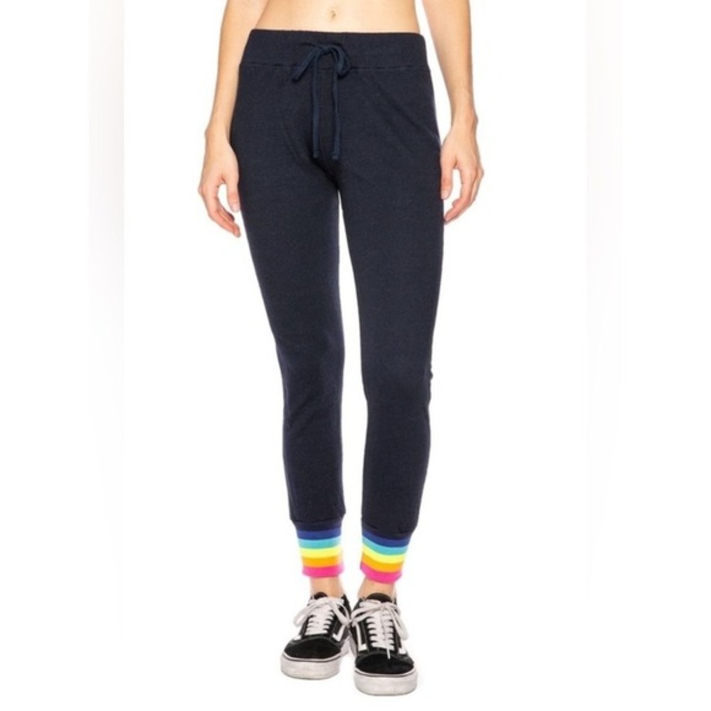 Sundry Rainbow Cuff Joggers Navy‎ Heather Joggers Lounge Sweatpants Size 1 Small